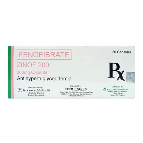 zinof|ZINOF 200 Fenofibrate 200mg Capsule 1s